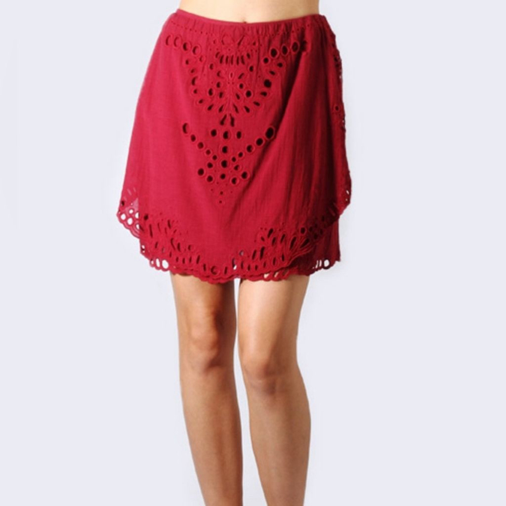 IRO NWT Carina Embroidered Mini Skirt in Wine in Sz 36